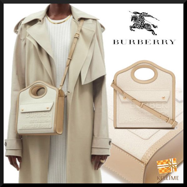 関送込バーバリー ショルダーバッグ コピー☆ポケット ミニクロスボディバッグ ベージュ 1418152